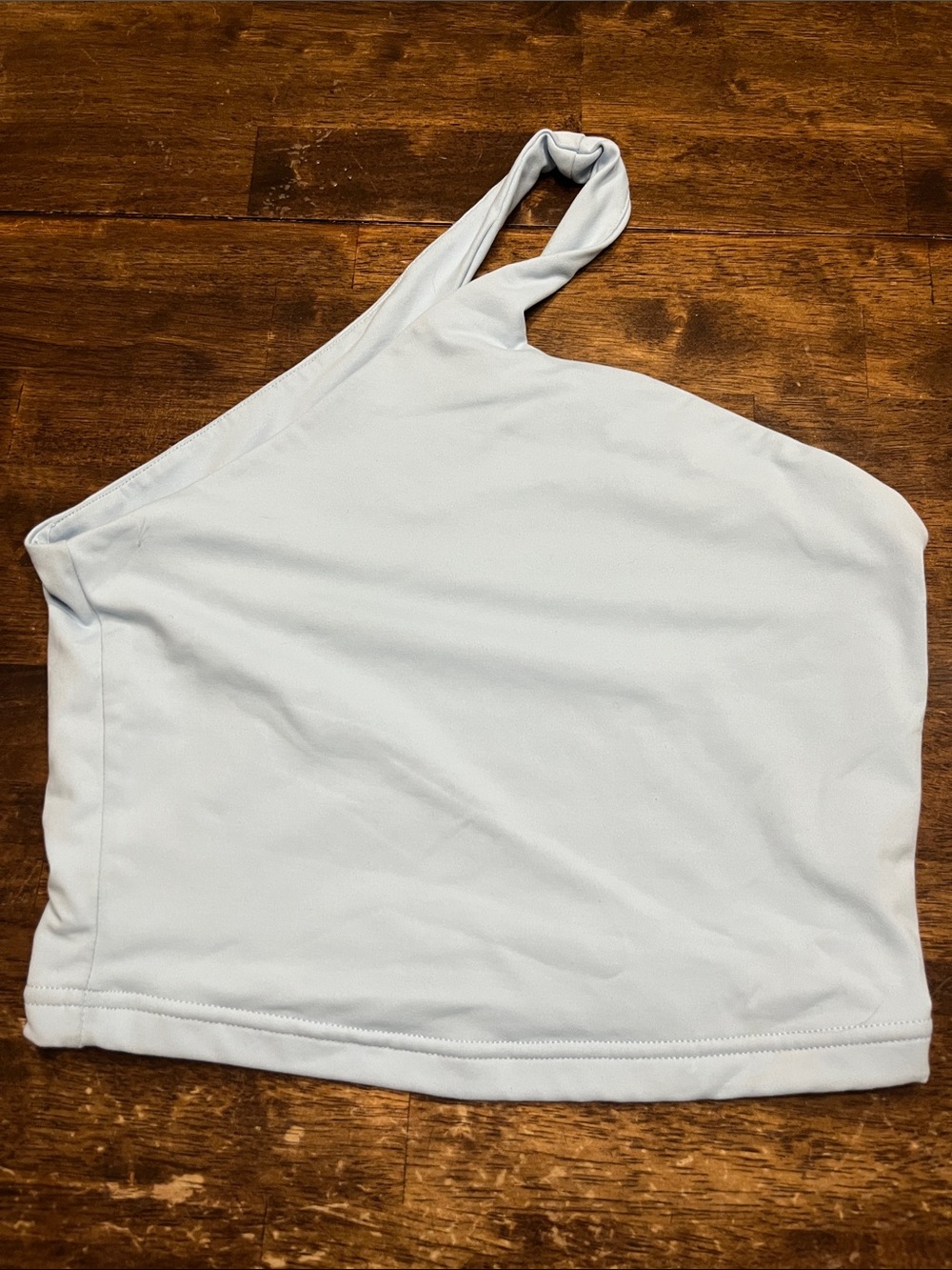 ReoRia Light Blue One-Shoulder Crop Top